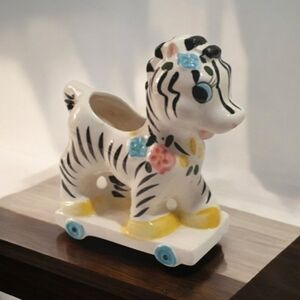 Vintage 1950s-60s Japanese Ceramic Zebra Rocking Planter (Napco Style)
